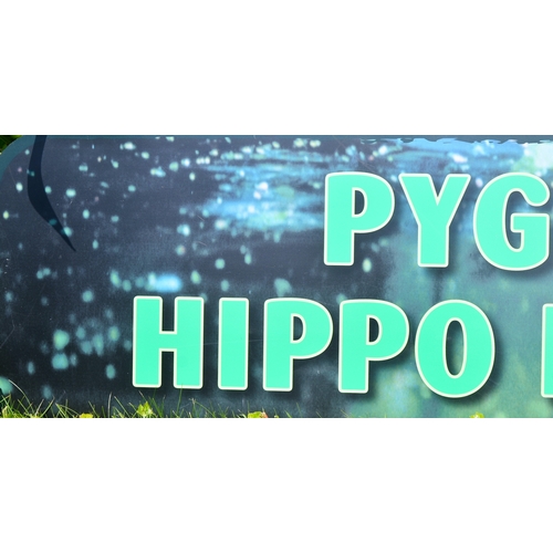 181 - Former Bristol Zoo Gardens - the original Pygmy Hippo House enclosure sign. Featuring an underwater ... 