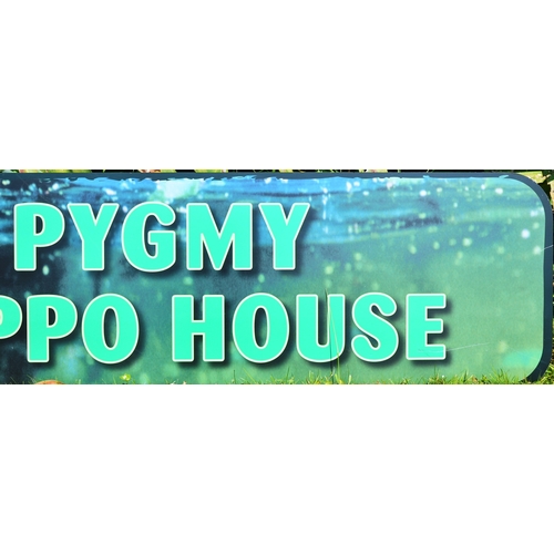 181 - Former Bristol Zoo Gardens - the original Pygmy Hippo House enclosure sign. Featuring an underwater ... 