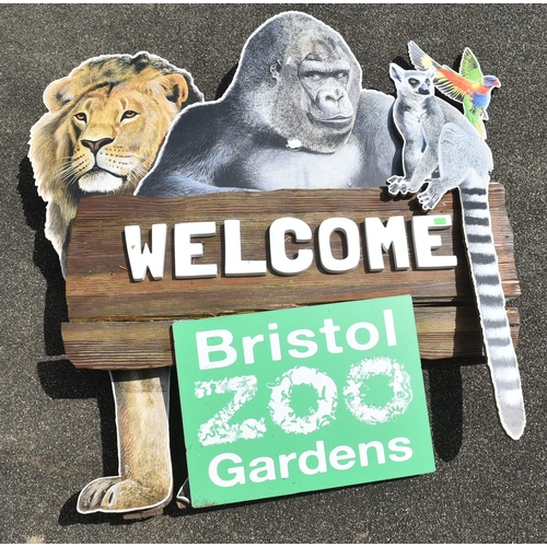 200 - Former Bristol Zoo Gardens - an original ' Welcome - Bristol Zoo Gardens ' sign, as displayed at the... 