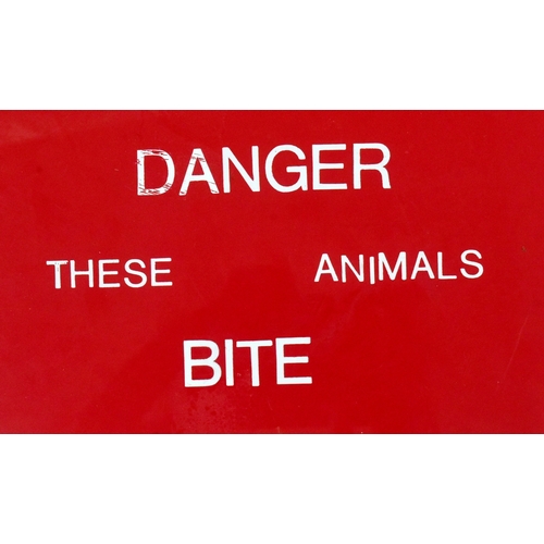 207 - Former Bristol Zoo Gardens - two original vintage c1960s plastic enclosure warning signs 'Do Not Thr... 