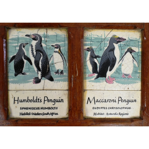 210 - Former Bristol Zoo Gardens - an original c1960s display board of hand painted tiles, listing the dif... 