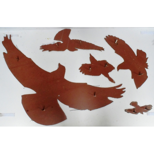 22 - Former Bristol Zoo Gardens - a collection of x5 original decorative metal birds, originally housed o... 