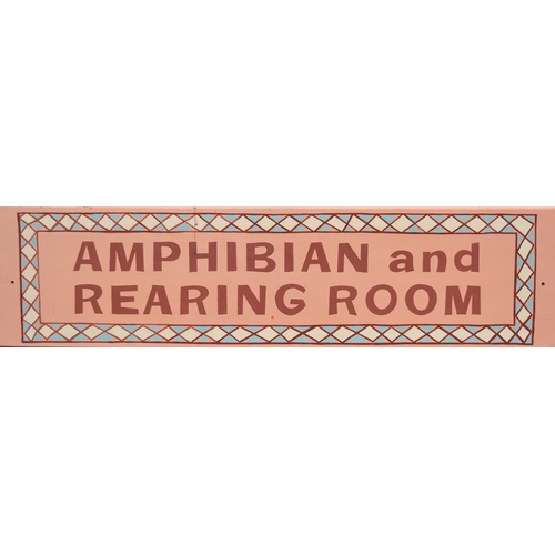 221 - Former Bristol Zoo Gardens - the original 'Amphibian and Rearing Room' enclosure sign, as displayed ... 