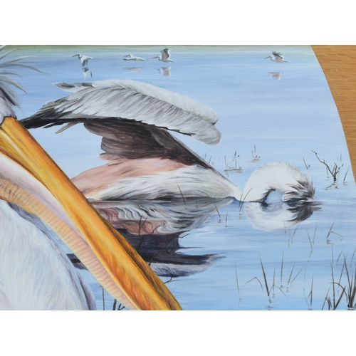 224 - Former Bristol Zoo Gardens - 'Pink-Backed Pelican' - Susan Jane (1999) - oil on board painting of a ... 