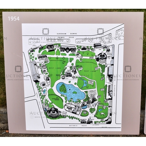 23 - Former Bristol Zoo Gardens - a collection of x5 'Bristol Zoo Through Time' replica oversized maps of... 