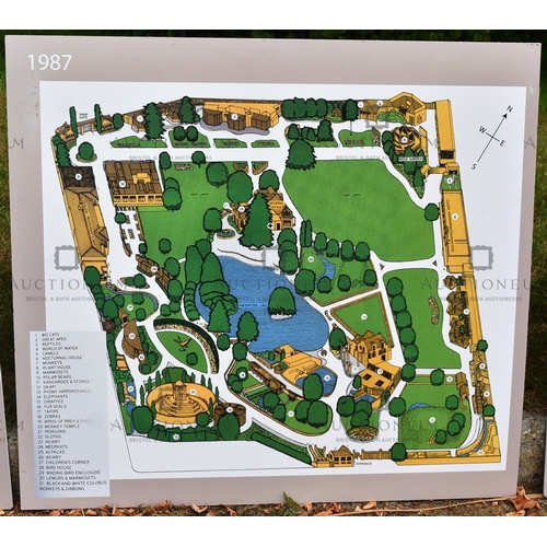 23 - Former Bristol Zoo Gardens - a collection of x5 'Bristol Zoo Through Time' replica oversized maps of... 