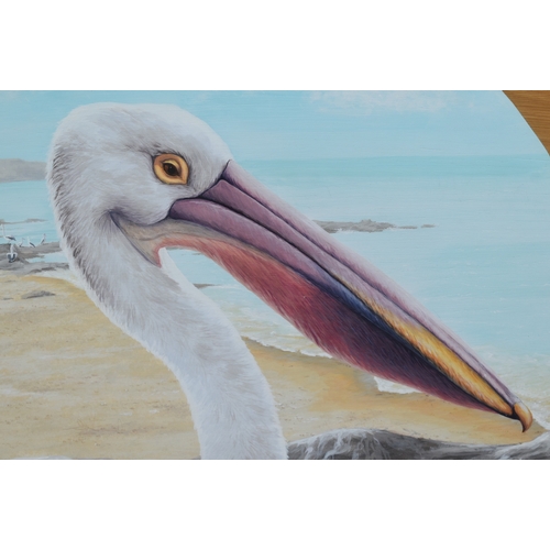 238 - Former Bristol Zoo Gardens - 'Australian Pelican' - Susan Jane (1998) - oil on board painting of an ... 