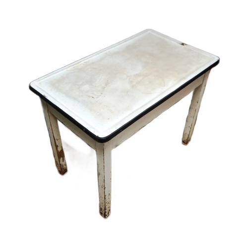 244 - Former Bristol Zoo Gardens - an original c1930s / 1940s enamel topped veterinarian / vet table from ... 