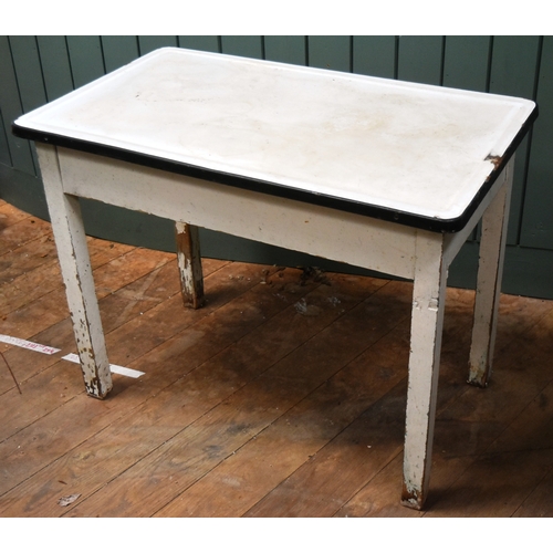 244 - Former Bristol Zoo Gardens - an original c1930s / 1940s enamel topped veterinarian / vet table from ... 