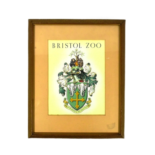 245 - Former Bristol Zoo Gardens - an original vintage c1954 hand painted Bristol Zoo coat of arms, believ... 