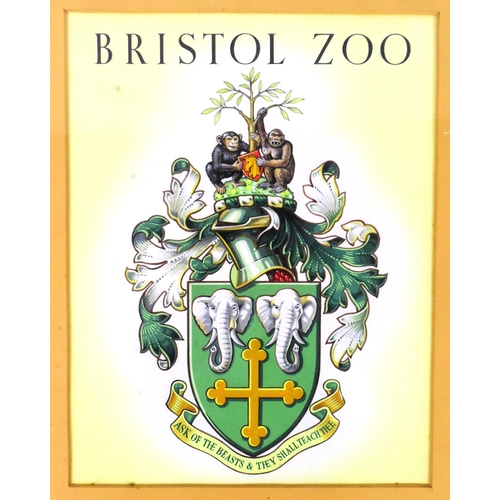 245 - Former Bristol Zoo Gardens - an original vintage c1954 hand painted Bristol Zoo coat of arms, believ... 