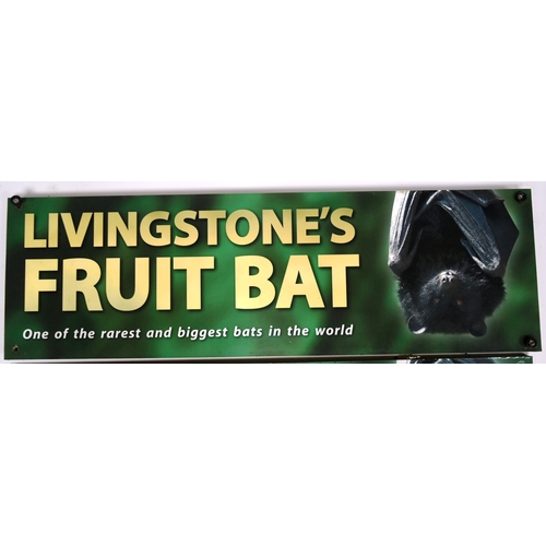 252 - Former Bristol Zoo Gardens - two original 'Livingstone's Fruit Bat' enclosure signs. Originally disp... 