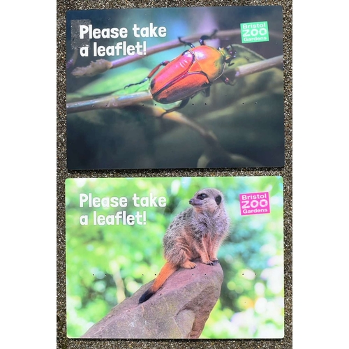 266 - Former Bristol Zoo Gardens - two original 'Please Take A Leaflet' signs from Bristol Zoo Gardens. On... 