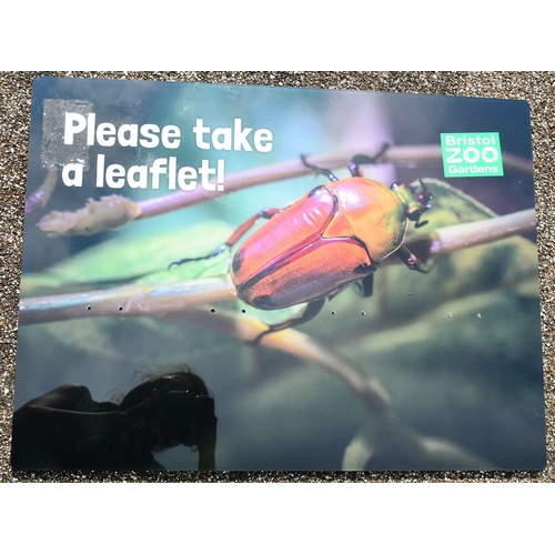 266 - Former Bristol Zoo Gardens - two original 'Please Take A Leaflet' signs from Bristol Zoo Gardens. On... 