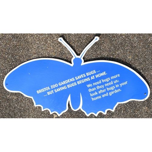 278 - Former Bristol Zoo Gardens - an original wooden butterfly themed sign from Bug World. 'Bristol Zoo G... 