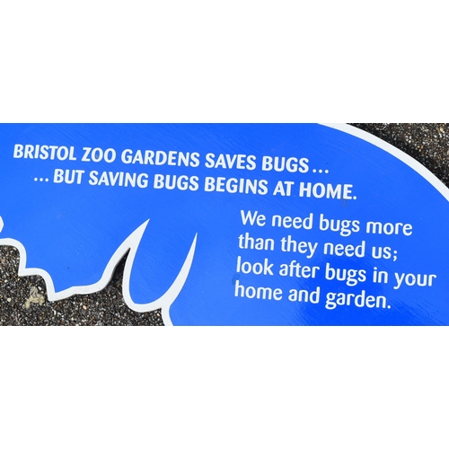 278 - Former Bristol Zoo Gardens - an original wooden butterfly themed sign from Bug World. 'Bristol Zoo G... 