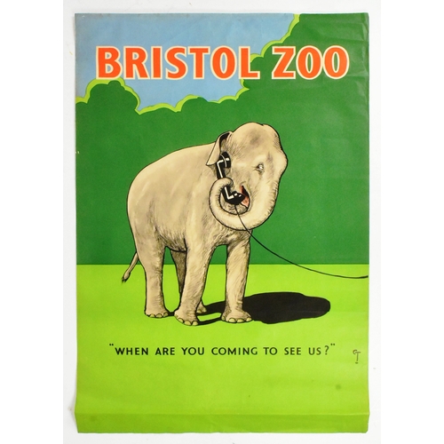 300 - Former Bristol Zoo Gardens - an original c1950s / 1960s 'When Are You Coming To See Us?' Bristol Zoo... 