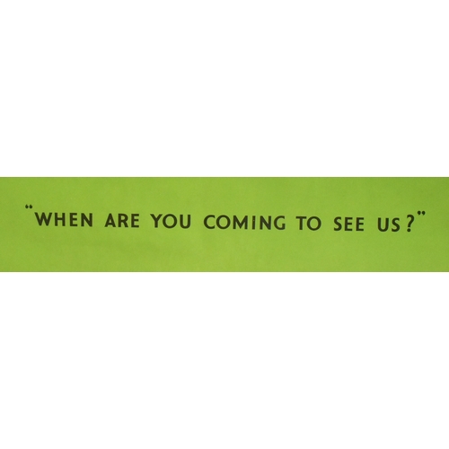 300 - Former Bristol Zoo Gardens - an original c1950s / 1960s 'When Are You Coming To See Us?' Bristol Zoo... 