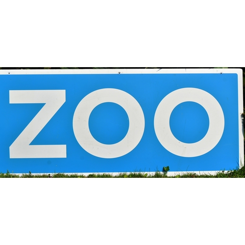 33 - Former Bristol Zoo Gardens - a large original 'Zoo' directional sign. Blue, with white lettering and... 