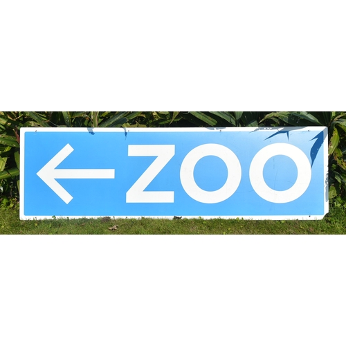 33 - Former Bristol Zoo Gardens - a large original 'Zoo' directional sign. Blue, with white lettering and... 