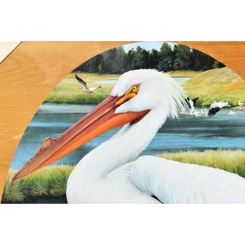 36 - Former Bristol Zoo Gardens - 'American White Pelican' - Susan Jane (1999) - oil on board painting of... 