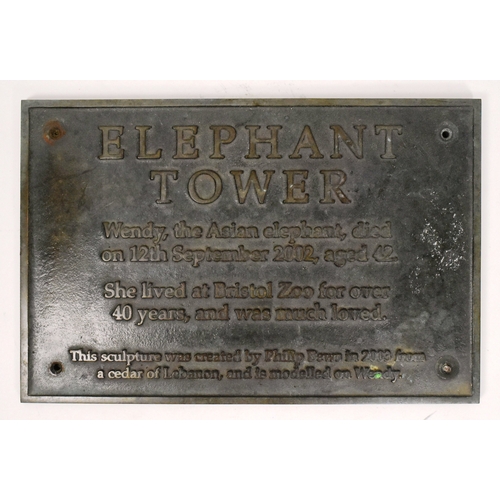 41 - Former Bristol Zoo Gardens - Elephant Tower (2002-2022) - the original bronze plaque that once adorn... 