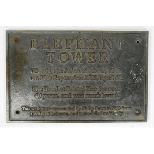 41 - Former Bristol Zoo Gardens - Elephant Tower (2002-2022) - the original bronze plaque that once adorn... 