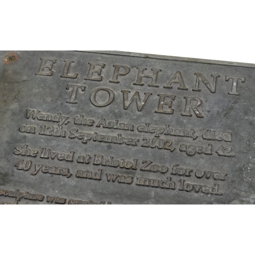 41 - Former Bristol Zoo Gardens - Elephant Tower (2002-2022) - the original bronze plaque that once adorn... 