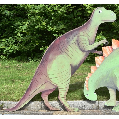 42 - Former Bristol Zoo Gardens - two large wooden dinosaur signs / displays. MDF construction, hand pain... 