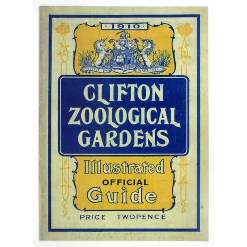 46 - Former Bristol Zoo Gardens - '1910 Clifton Zoological Gardens Illustrated Official Guide' enlarged w... 