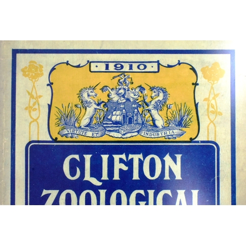 46 - Former Bristol Zoo Gardens - '1910 Clifton Zoological Gardens Illustrated Official Guide' enlarged w... 