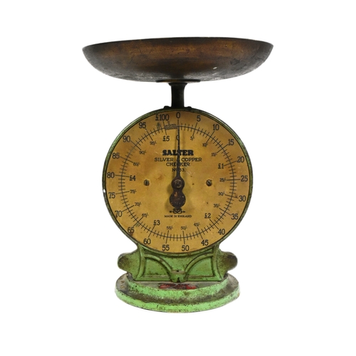 48 - Former Bristol Zoo Gardens - a vintage set of Salter 'Silver & Copper Checker ' coin weighing scales... 