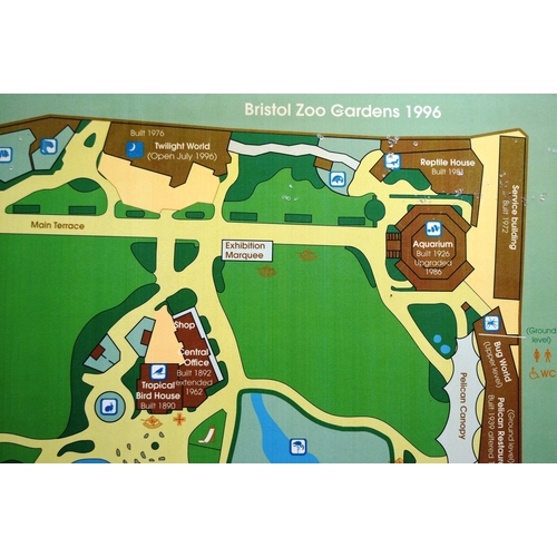 56 - Former Bristol Zoo Gardens - an original Bristol Zoo Gardens map sign, dated 1996, as displayed arou... 