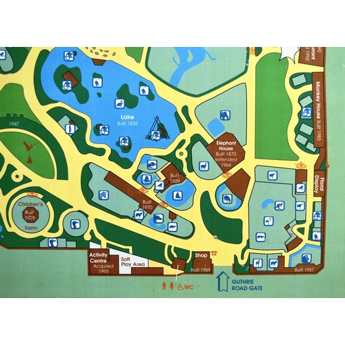 56 - Former Bristol Zoo Gardens - an original Bristol Zoo Gardens map sign, dated 1996, as displayed arou... 