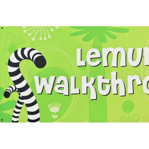 64 - Former Bristol Zoo Gardens - an original Lemur Walkthrough enclosure sign, c2000s. Printed, with whi... 