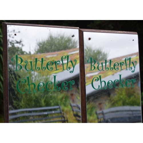 66 - Former Bristol Zoo Gardens - the two original ' Butterfly Checker ' mirrors from the Butterfly Fores... 