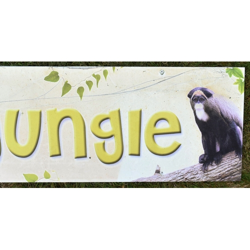 71 - Former Bristol Zoo Gardens - an original Monkey Jungle sign, from the entrance. White, with photogra... 