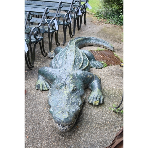 80 - Former Bristol Zoo Gardens - a large life-size 1/1 scale statue / model of a Crocodile. Fibreglass c... 