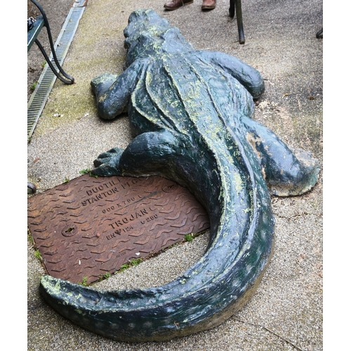 80 - Former Bristol Zoo Gardens - a large life-size 1/1 scale statue / model of a Crocodile. Fibreglass c... 