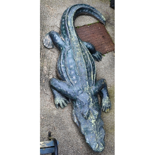 80 - Former Bristol Zoo Gardens - a large life-size 1/1 scale statue / model of a Crocodile. Fibreglass c... 