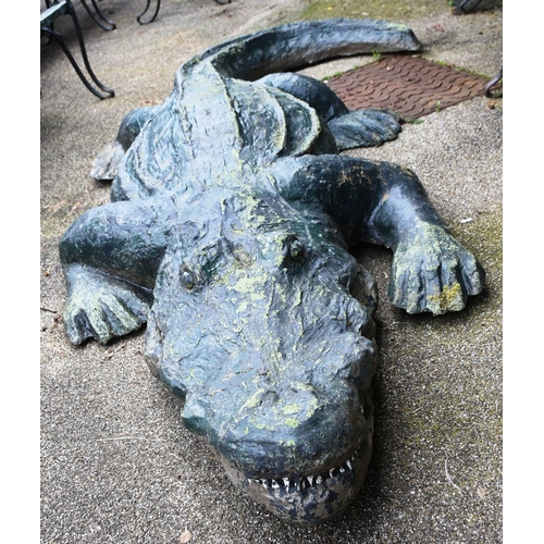 80 - Former Bristol Zoo Gardens - a large life-size 1/1 scale statue / model of a Crocodile. Fibreglass c... 