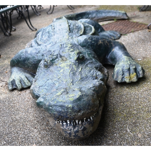 80 - Former Bristol Zoo Gardens - a large life-size 1/1 scale statue / model of a Crocodile. Fibreglass c... 