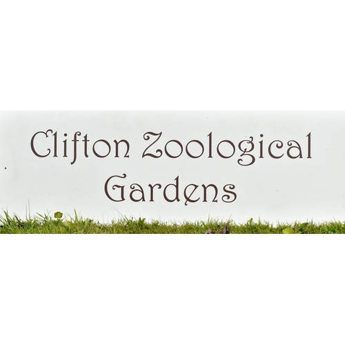 82 - Former Bristol Zoo Gardens - a Clifton Zoological Gardens decorative sign. Classical style, with a d... 