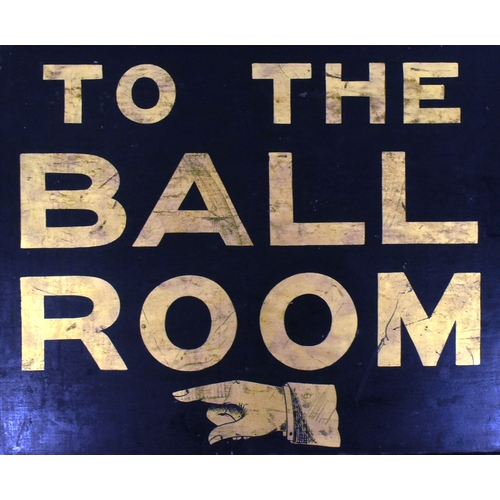 85 - Former Bristol Zoo Gardens - a vintage style 'To The Ball Room' wooden directional sign. Wooden cons... 