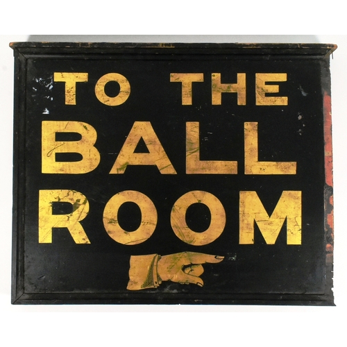 85 - Former Bristol Zoo Gardens - a vintage style 'To The Ball Room' wooden directional sign. Wooden cons... 