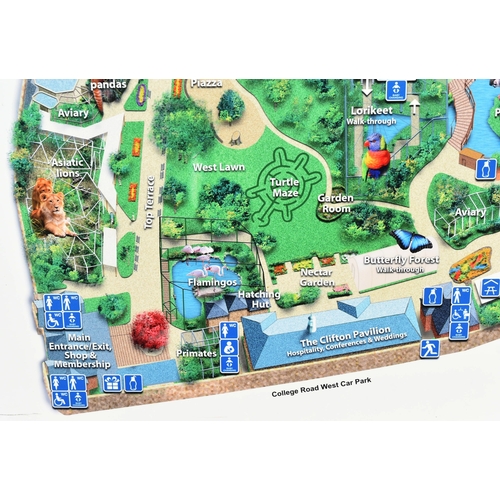 88 - Former Bristol Zoo Gardens - an original early 2000s era large information map sign, which originall... 