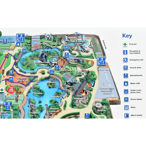 88 - Former Bristol Zoo Gardens - an original early 2000s era large information map sign, which originall... 