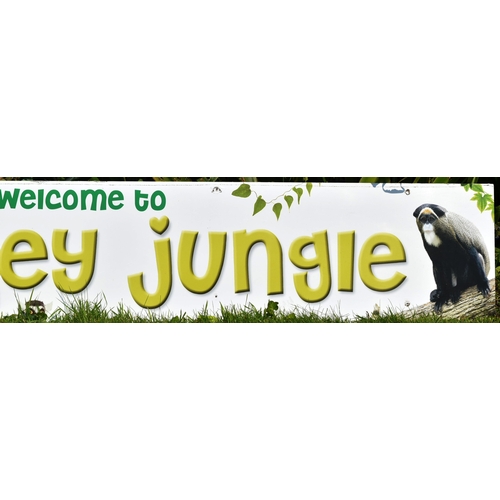 97 - Former Bristol Zoo Gardens - the original ' Welcome To Monkey Jungle ' enclosure sign. Featuring dep... 