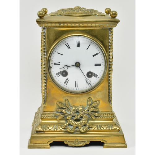 103 - Japy Freres, Paris - a French 19th century brass cased 8-day movement mantel clock. The clock having... 