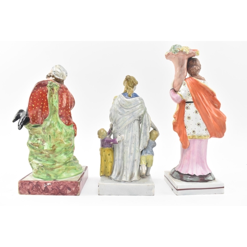 108 - A collection of three 19th century early Victorian Staffordshire figurines. The lot comprising a fig... 